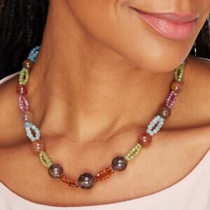 Jay King Mine Finds Sterling Silver Multicolor Natural Gemstone 18" Necklace